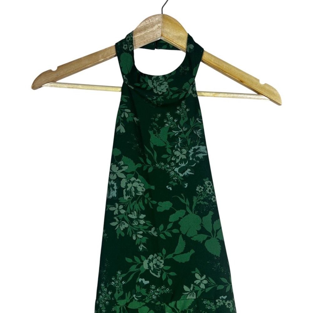 Baltic Born Freya Halter Jumpsuit Green Floral Wide Leg Open Back Earthy Size S - Picture 3 of 8